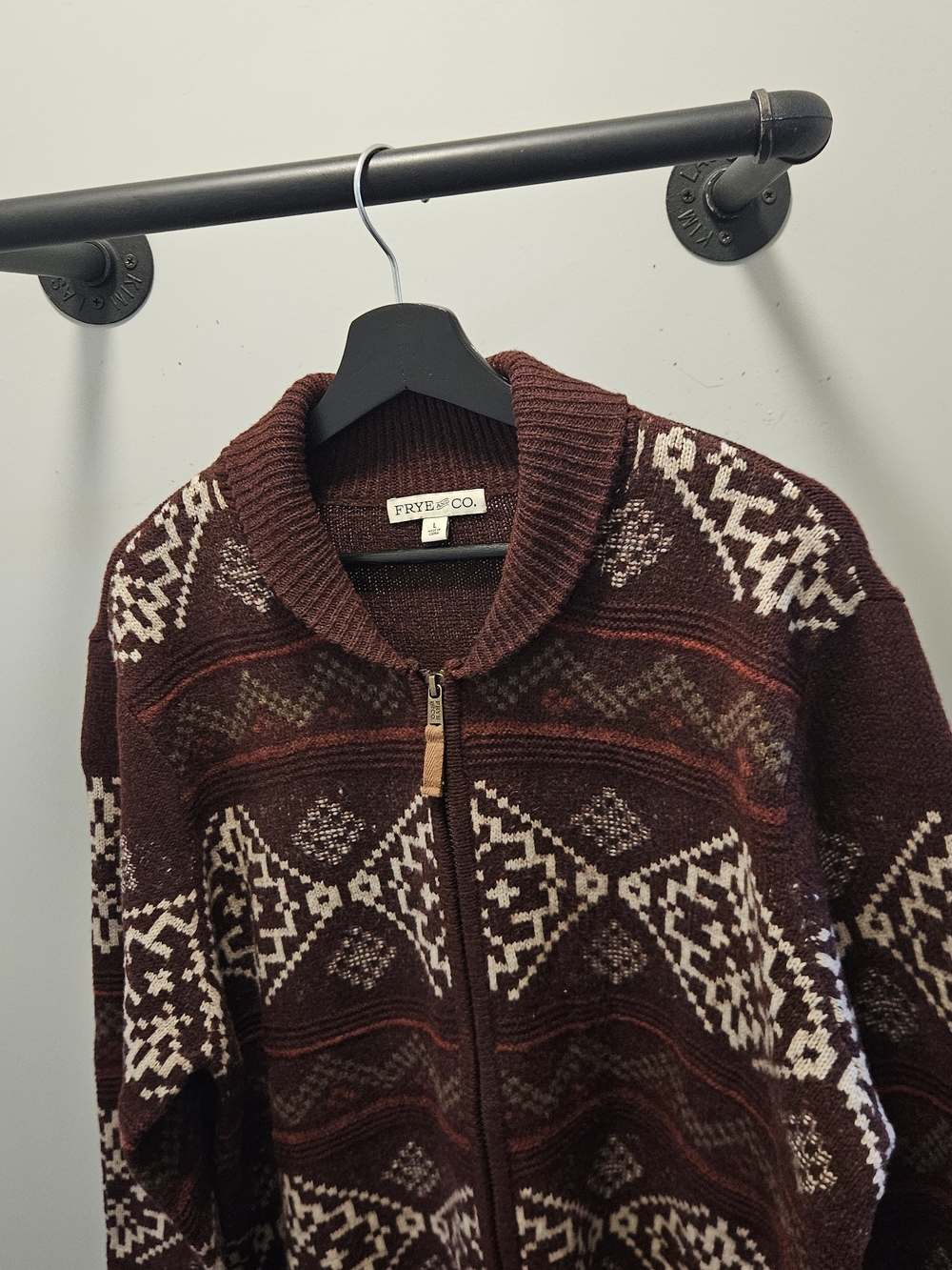 Frye & Co Zip Front Aztec Sweater - Picture 2 of 5